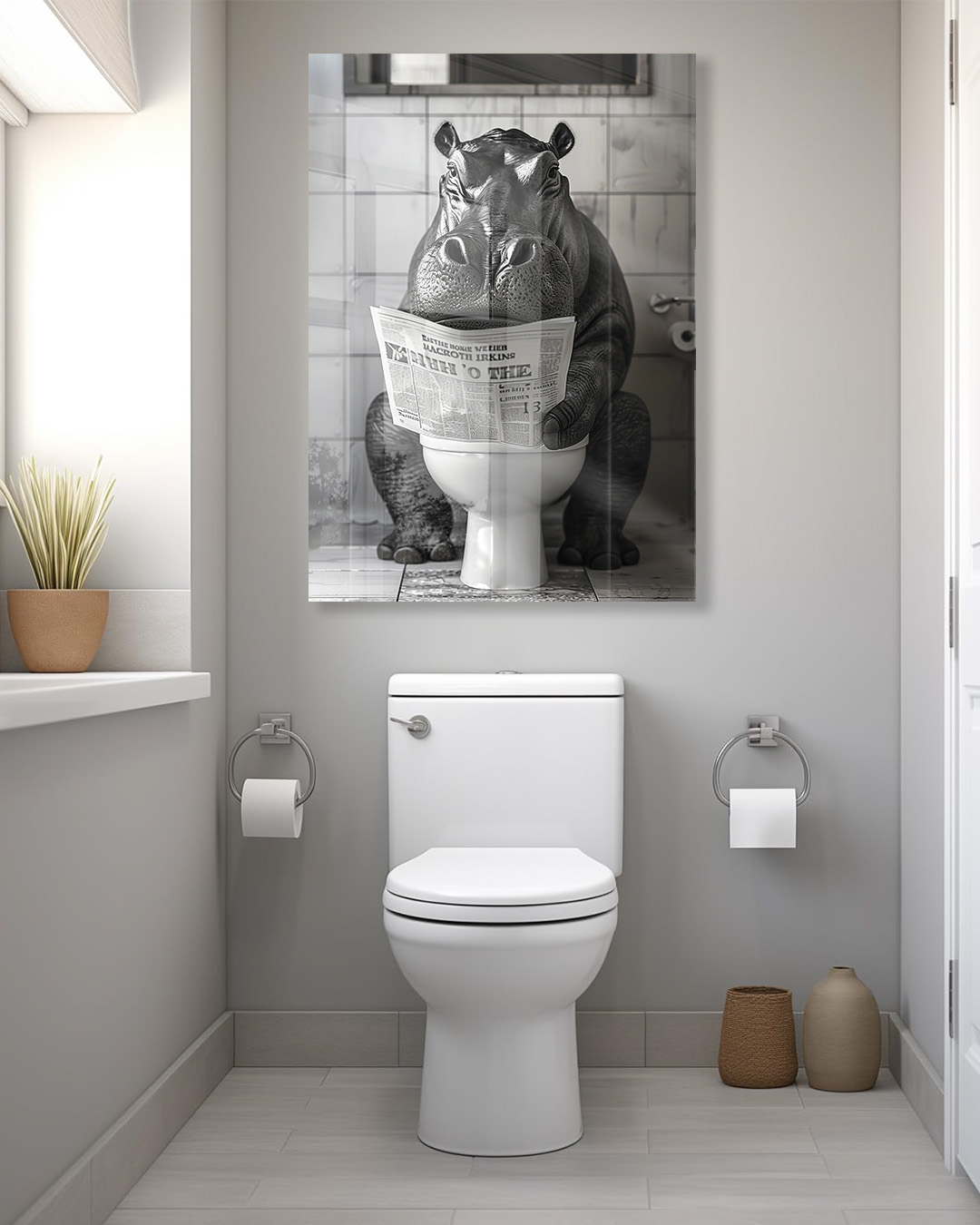 Hippo Newspaper Animal Wall Art Print