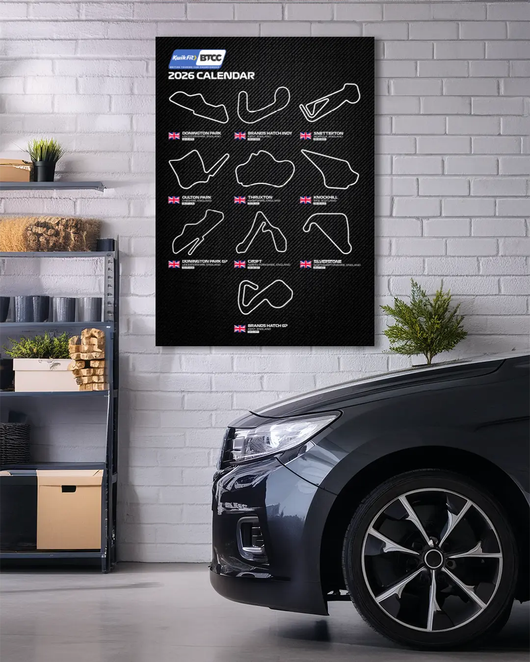 British Touring Car Championship 2026 Motorsport Calendar Wall Art Print