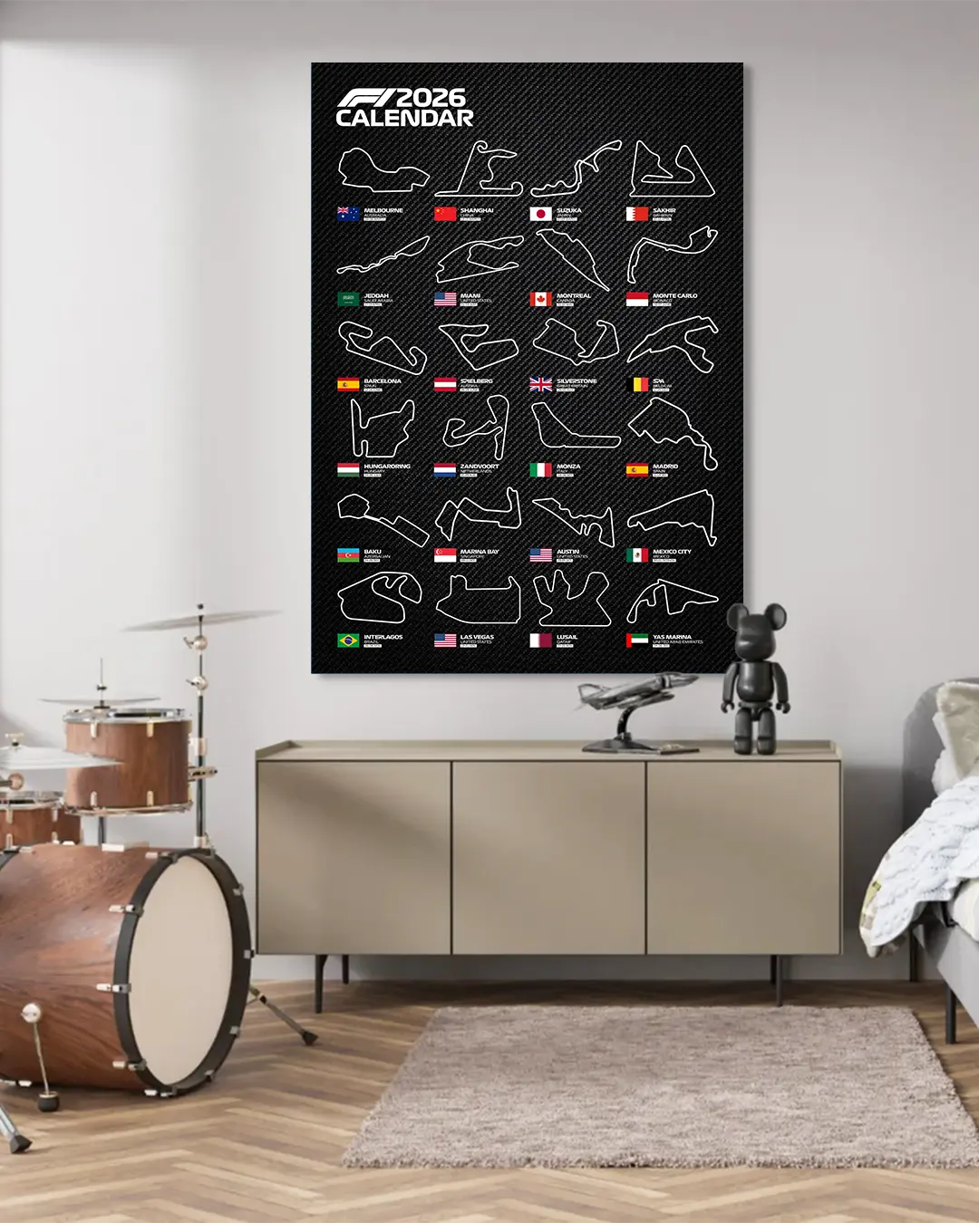 F1 2026 Calendar Motorsport Wall Art Print