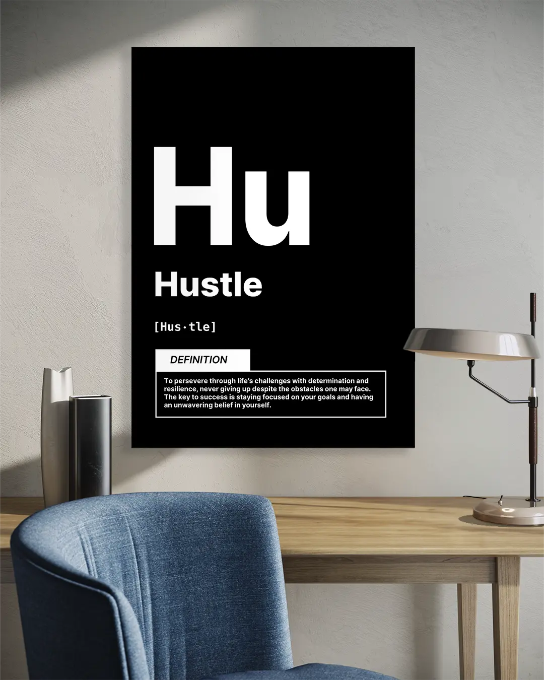 Hu Hustle Noir Motivational Wall Art Print