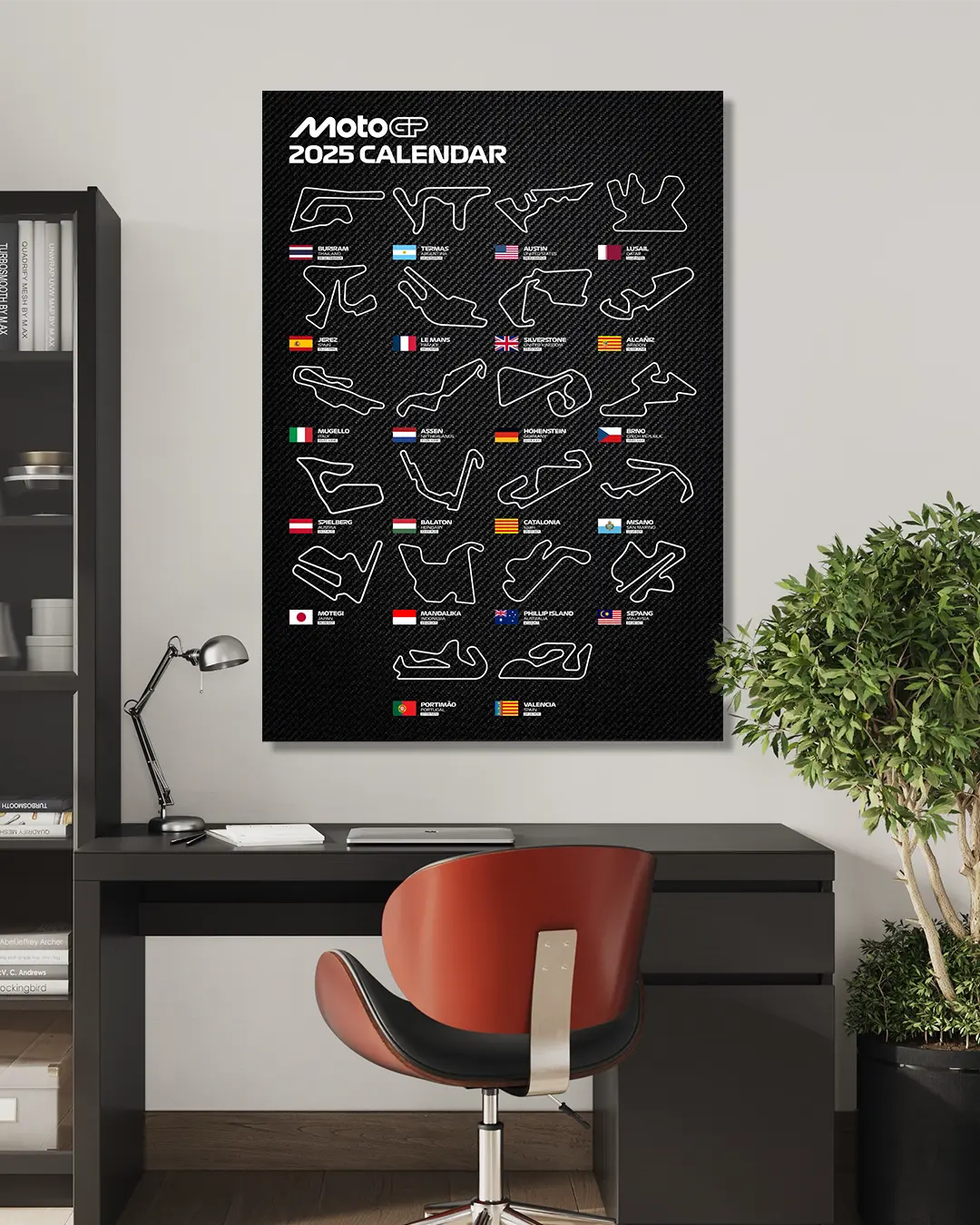 MotoGP 2025 Calendar Motorsport Wall Art Print