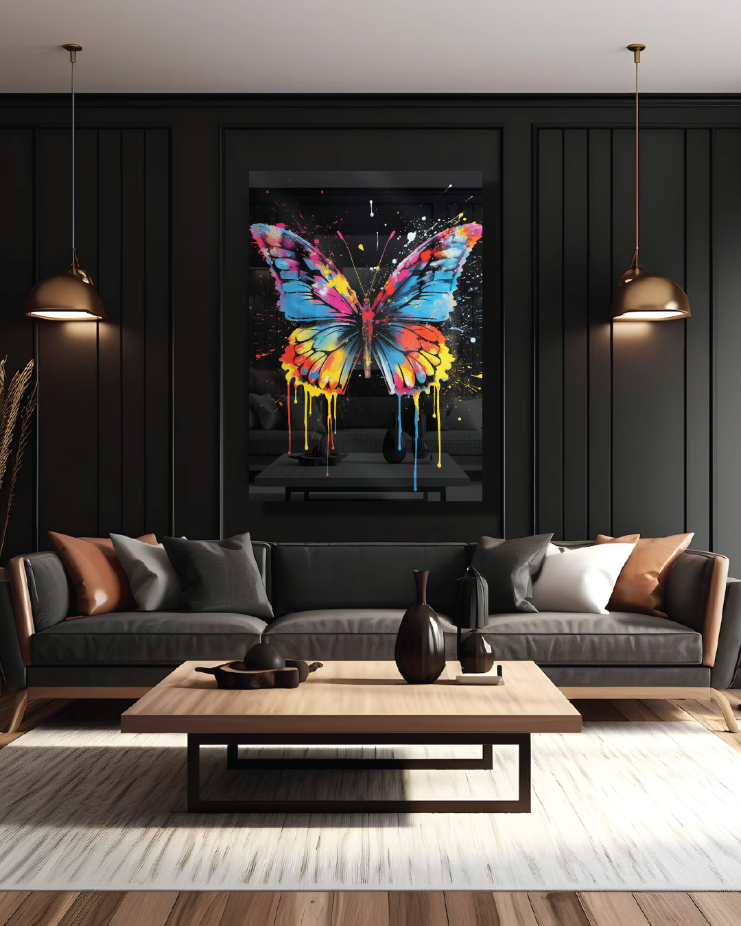 Beautiful Butterfly Noir Graffiti Animal Wall Art Print