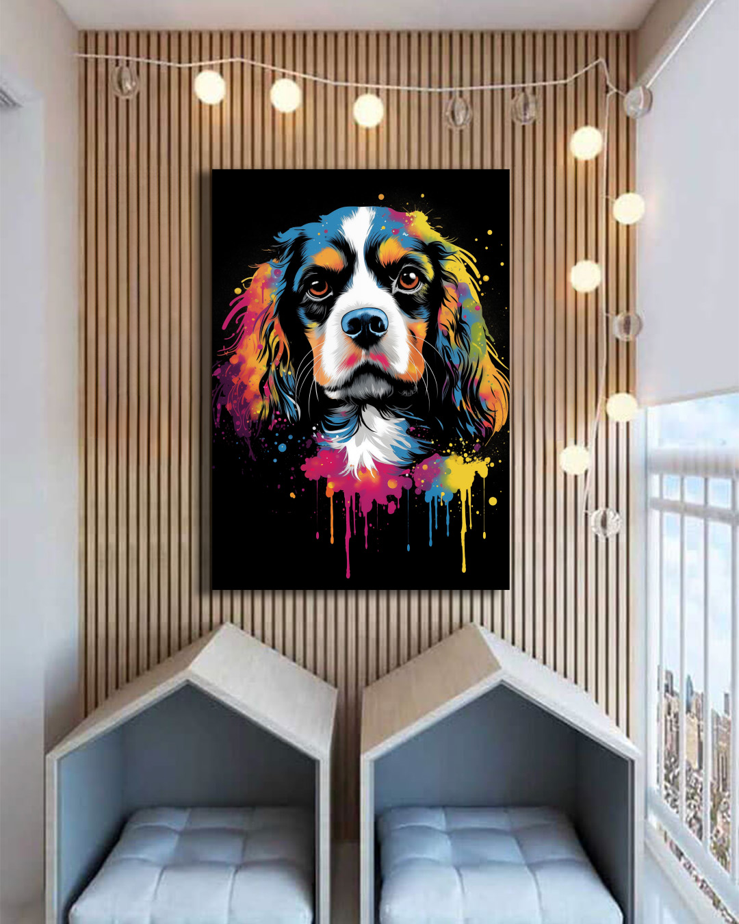 Kind King Charles Dog Graffiti Wall Art Print