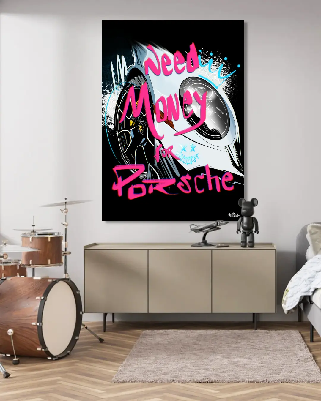 Need Money For Porsche Car Wall Art Print by Luis Vidal